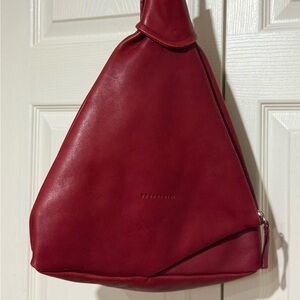 Red Leather Sling/Backpack Bag